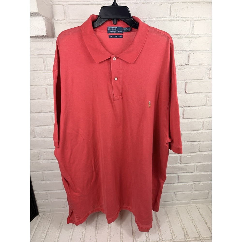 Preppy Polo Ralph Lauren 3XLT Tall Coral Pink Red Oversized Pony Polo